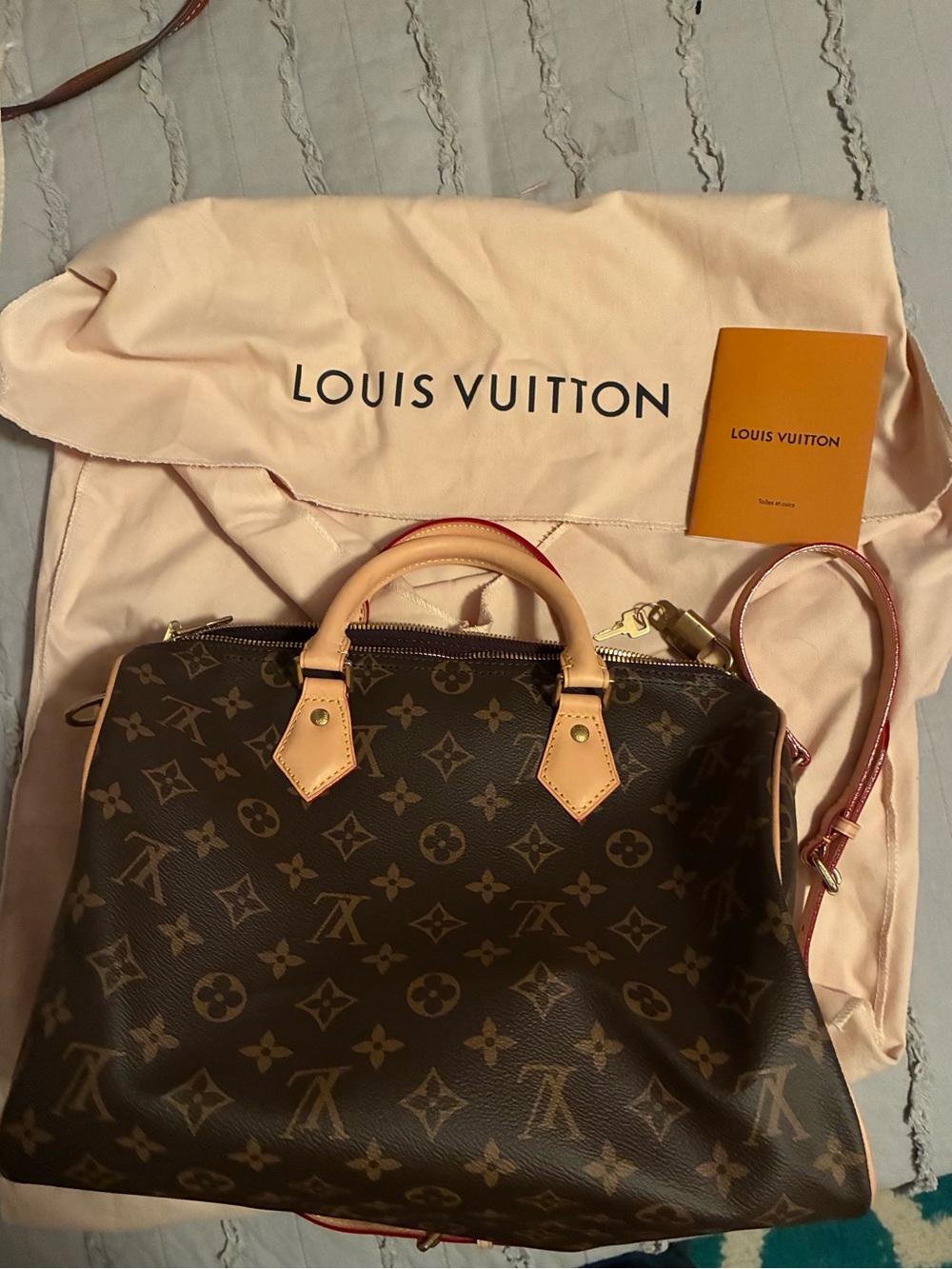 Louis Vuitton Monogram Satchel with Natural Leather Trim - Brown